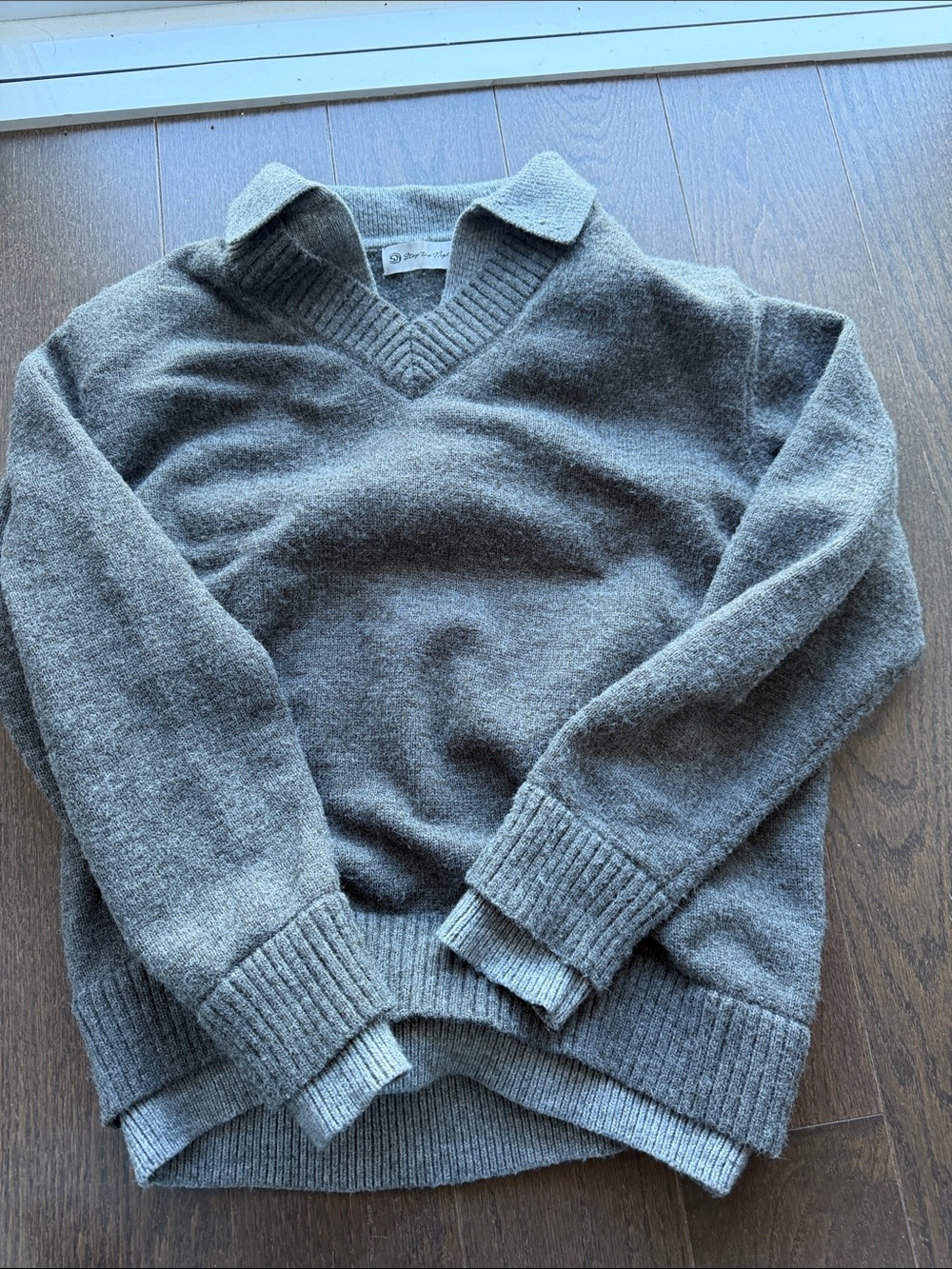 Collared V-Neck Sweater in Charcoal Gray (new)